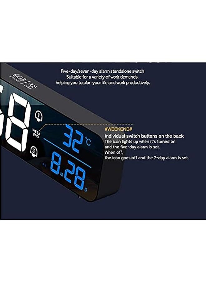 Topleo Digital Clock, Digital Clock Large Display, LED Digital Alarm Clock for Living Room, Rechargeable, Sound-Activated, Snooze, Date &Temp Display Digital Wall Clock, for Bedroom Kitchen Office, Black  - Image 4