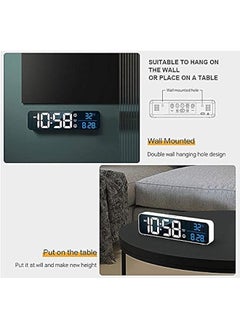 Topleo Digital Clock, Digital Clock Large Display, LED Digital Alarm Clock for Living Room, Rechargeable, Sound-Activated, Snooze, Date &Temp Display Digital Wall Clock, for Bedroom Kitchen Office, Black  - Image 5