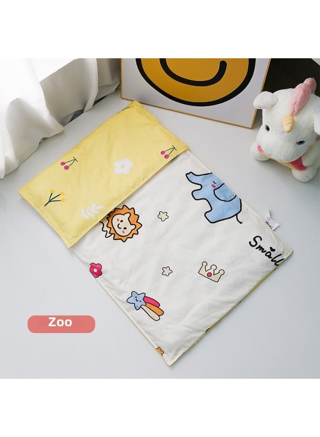 # Kindergarten Mattress Cover Pure Cotton Cartoon Cotton Mattress Cover Cotton Soft Cushion Quilt Cover Zipper Cover-Color:Zoo [60 Pieces Type A Quilt Cover]-Specifications:150x60cm - Image 1