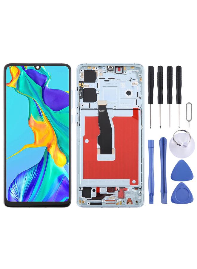 erorex Replacement For Huawei P30 TFT LCD Screen Digitizer Full Assembly with Frame, Not Supporting Fingerprint Identification Blue - Image 1
