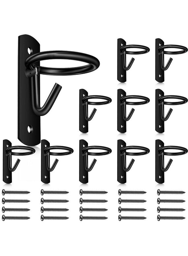 Dunzy 10 Pcs Equestrian Bucket Hook Hangers Metal Horse Water Bucket Hooks Heavy Duty Horse Accessories Wall Mount Bucket Holder for Horse Stall Feed Stable Farmhouse Supplies (Black) - Image 1