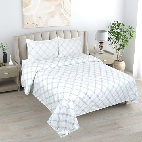 RD TREND® 4 PCS Bedding Set Dohar Bedsheet Single (152x228 cm),Fitted Bedsheet (121x182x20 cm) & 2 Pillow Covers for Marriage, Anniversary & Special Occasions,White Combo - Image 1