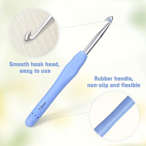 SHWAKK Crochet Hook, 7.0 mm Ergonomic Crochet Hook, Crochet Needles, Ergonomic Handle Crochet Hooks, Knitting Needles with Soft Handle Beginners and Experienced Hobbyists (7.0 mm) - Image 3