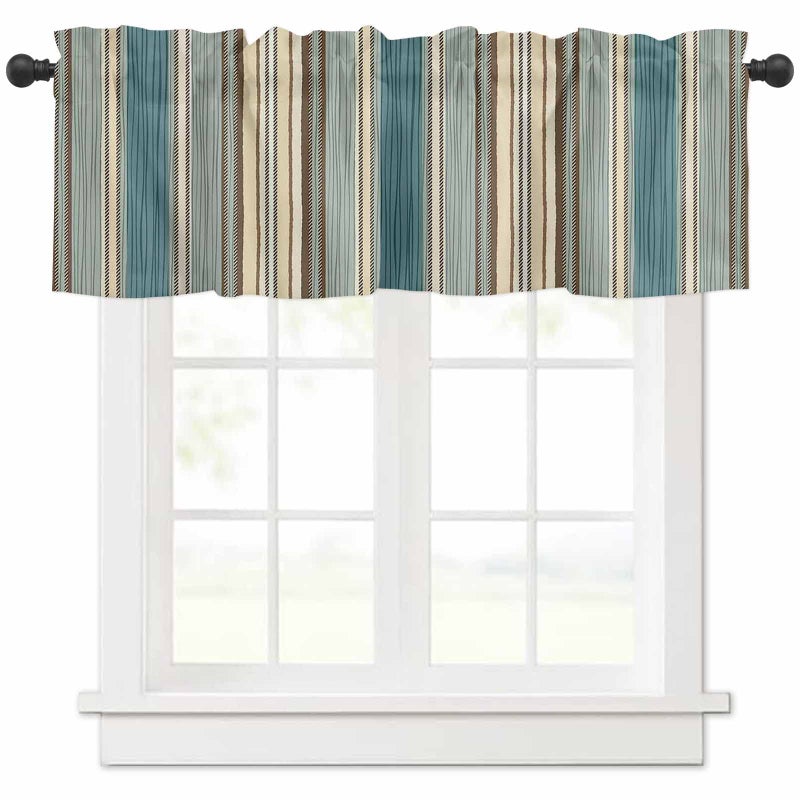 Teal Stripes Valances Window Treatment Farmhouse Decor Vintage Teal Boho Striped Rod Pocket Valance Curtains for Living Room Bedroom Kitchen 54 W x 18 L  1 Panel