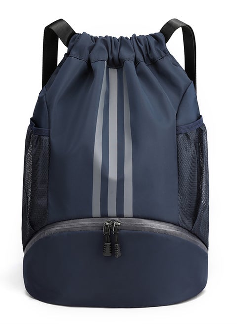 NOVOLAN Versatile Drawstring Backpack - Large Capacity Multi-Pocket Sports Bag for Basketball, Soccer, School & Gym - Water-Resistant Oxford Fabric, Comfortable Design - Great for Students & Athletes - Measures 47x32x15cm - Available in Multiple Colors (navy blue)