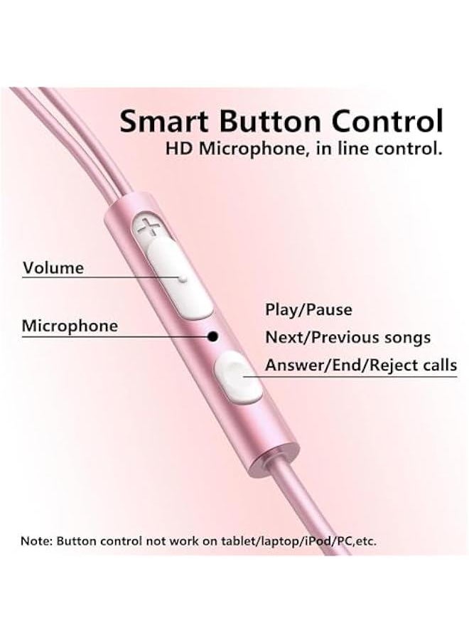 Generic - USB C Earbuds Rose Gold, Type C in Ear Headphones Wired, Stereo Bass Pink Earphones with Micphone and Volume Control, for 15 Pro Max 15 Plus iPad Pro USB C Earphones - Image 1
