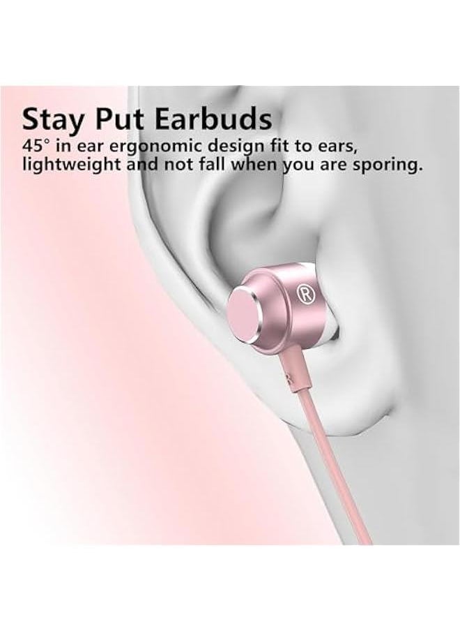 Generic - USB C Earbuds Rose Gold, Type C in Ear Headphones Wired, Stereo Bass Pink Earphones with Micphone and Volume Control, for 15 Pro Max 15 Plus iPad Pro USB C Earphones - Image 1