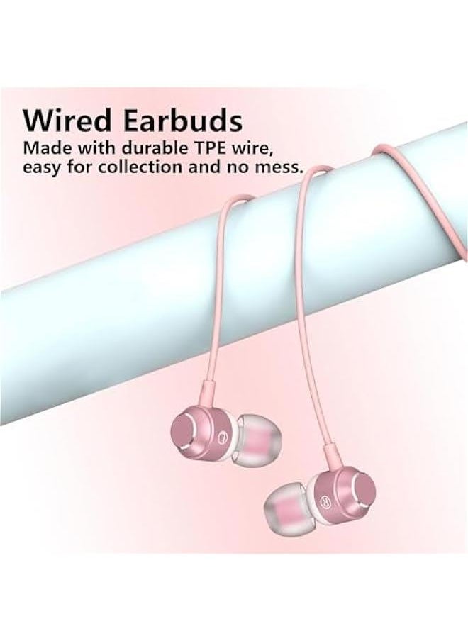 Generic - USB C Earbuds Rose Gold, Type C in Ear Headphones Wired, Stereo Bass Pink Earphones with Micphone and Volume Control, for 15 Pro Max 15 Plus iPad Pro USB C Earphones - Image 1