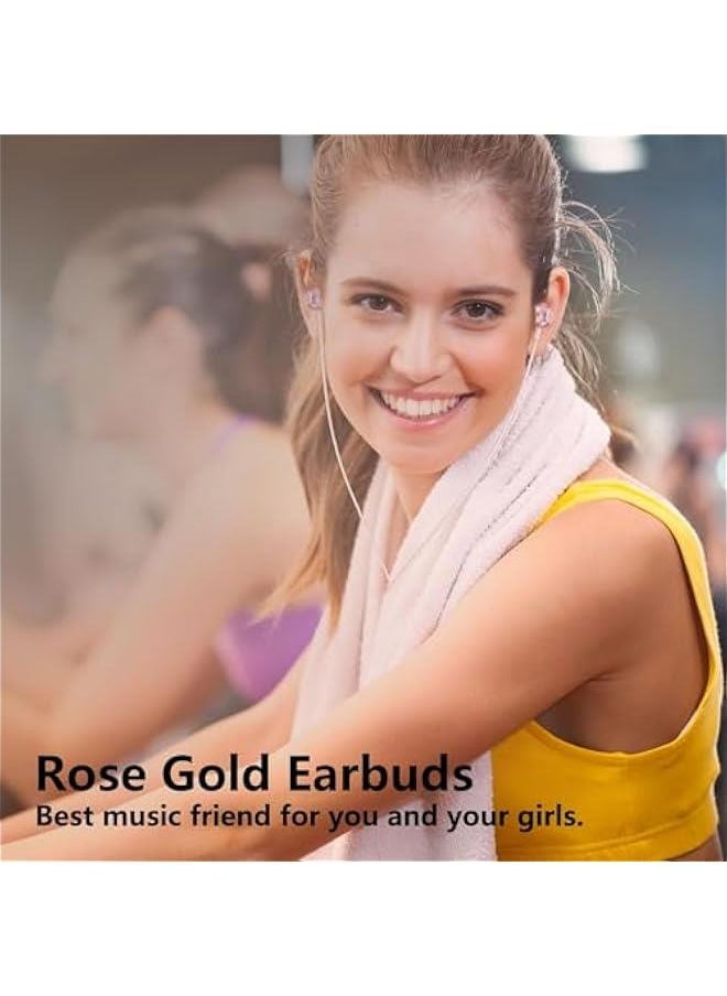 Generic - USB C Earbuds Rose Gold, Type C in Ear Headphones Wired, Stereo Bass Pink Earphones with Micphone and Volume Control, for 15 Pro Max 15 Plus iPad Pro USB C Earphones - Image 1
