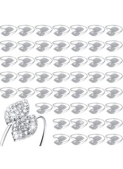 Hotop Hotop 48 Pcs Silver Napkin Rings Set Bling Napkin Rings Metal Leaves Napkin Holders Rhinestone Napkin Buckle for Christmas Party Wedding Celebrate Festival Dinner Table Decoration  - Image 1