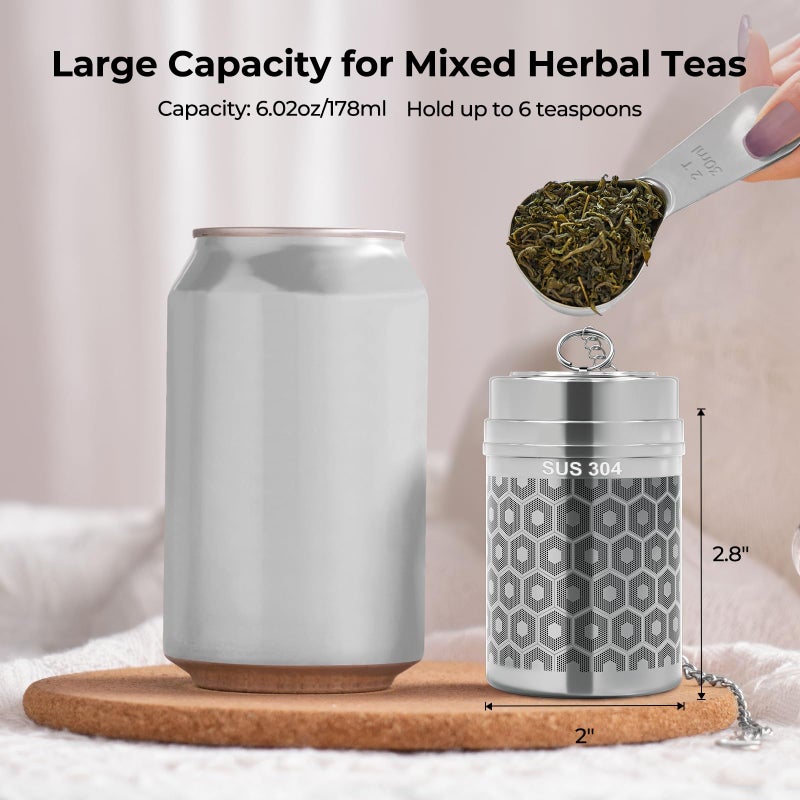 Reinmoson 2 Pack Reinmoson Large Tea Infuser for Loose Tea & Spice Infuser for Cooking, Extra Fine Mesh Large Tea Strainers, 304 Stainless Steel Loose Leaf Tea Steeper for Black Tea, Rooibos, etc - Image 4