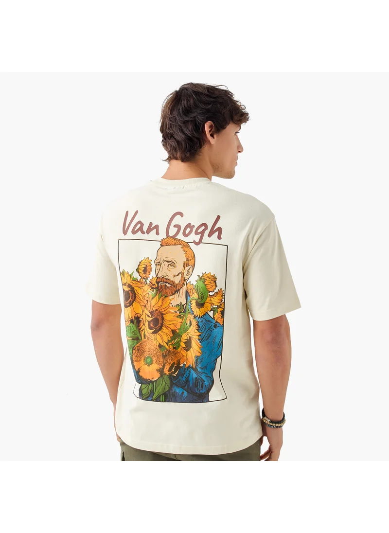 SP Characters Van Gogh Print T-shirt with Crew Neck and Short Sleeves