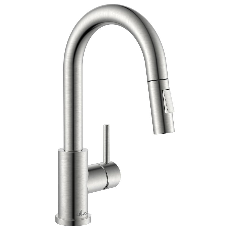 APPASO Bar Sink Faucet cUPC Certified Hoses No Lead Stainless Steel Kitchen Sink Faucets with Pull Down Sprayer 2 Modes Modern Single Handle Utility Faucet for RV Camper Outdoor Brushed Nickel - Image 2