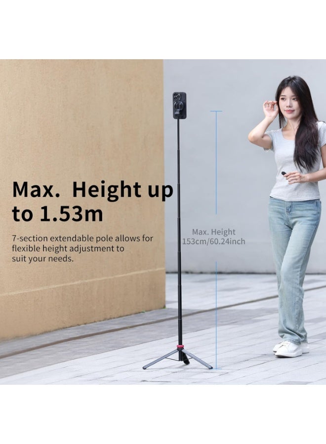 ULANZI 61'' Magnetic Selfie Stick Phone Tripod with Wireless Remote, Extendable Cell Phone Tripod Stand, Compatible with MagSafe, Cellphone Tripod for iPhone 15 14 13 12 Series and Android Phones - Image 2