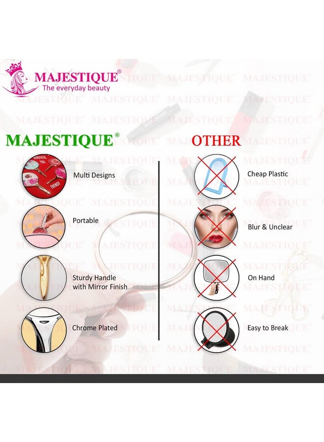 MAJESTIQUE Makeup Mirror Round Shape Glass Handy Mirror Medium Size Hand Mirror for Makeup, Beauty, Grooming for Girls Women - Image 5