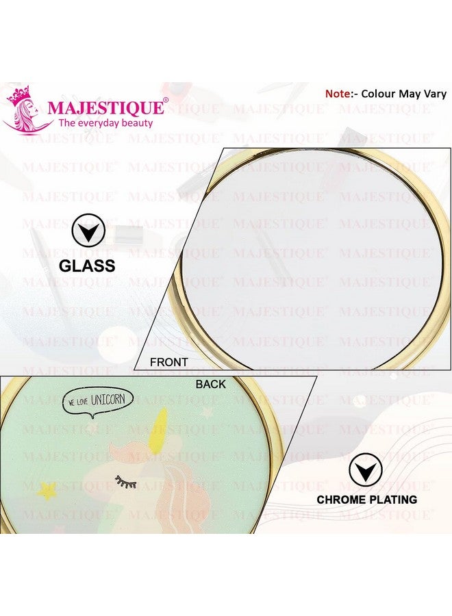 MAJESTIQUE Makeup Mirror Round Shape Glass Handy Mirror Medium Size Hand Mirror for Makeup, Beauty, Grooming for Girls Women - Image 4