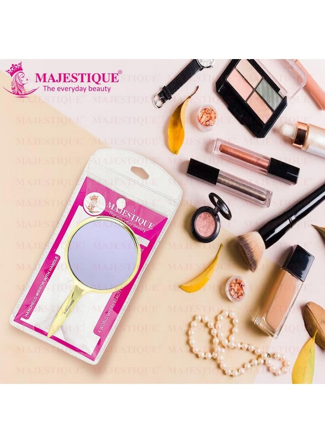 MAJESTIQUE Makeup Mirror Round Shape Glass Handy Mirror Medium Size Hand Mirror for Makeup, Beauty, Grooming for Girls Women - Image 3