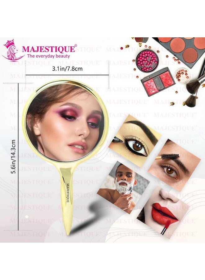 MAJESTIQUE Makeup Mirror Round Shape Glass Handy Mirror Medium Size Hand Mirror for Makeup, Beauty, Grooming for Girls Women - Image 2