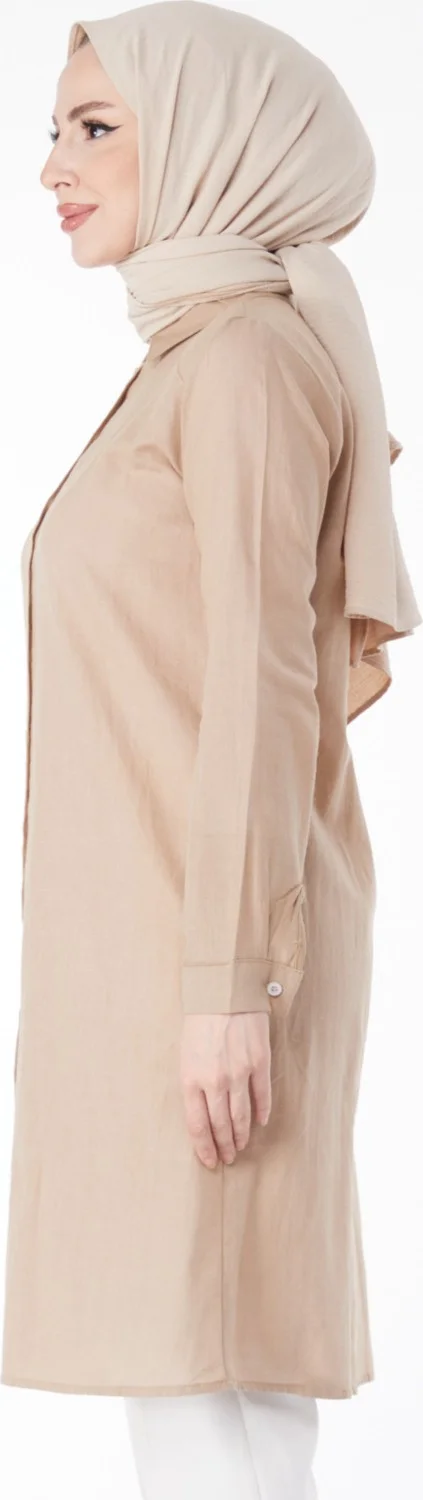 Tofisa Plain Shirt Collar Women's Mink Tunic - 13141