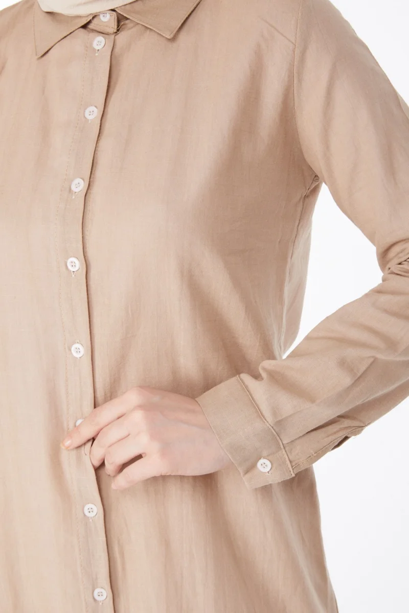 Tofisa Plain Shirt Collar Women's Mink Tunic - 13141