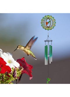 توكينج أجراس الرياح للاستخدام الخارجي ثلاثية الأبعاد على شكل طائر الطنان، أجراس الرياح الدوارة، ديكور معلق خارجي للحديقة والفناء، هدية فريدة للأمهات والنساء ومحبي الأجراس  - Image 2