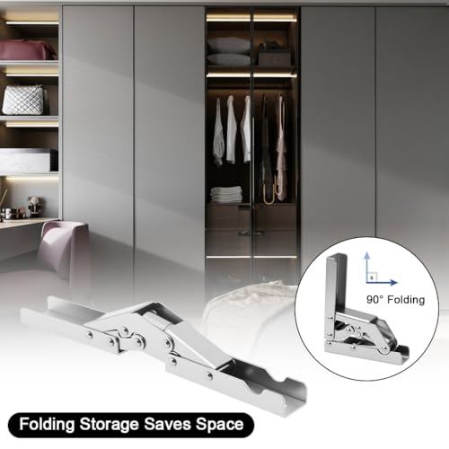 Serplex® 90° Cabinet Door Hinges, Flip-up/Flip-down Closet Door Hinges, Slow Closing Heavy Duty Metal Hinges for Folding Shelf, Cabinet, Closet, Universal Soft Close Lift-up Support Hinges - Image 4