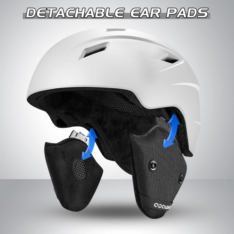 Odoland Ski Helmet and Goggles Set for Adults & Youth, Snowboard Helmet with Goggles - Shockproof Winter Sports Helmet with Protective Shell for Men, Women & Teens,White,L - Image 4