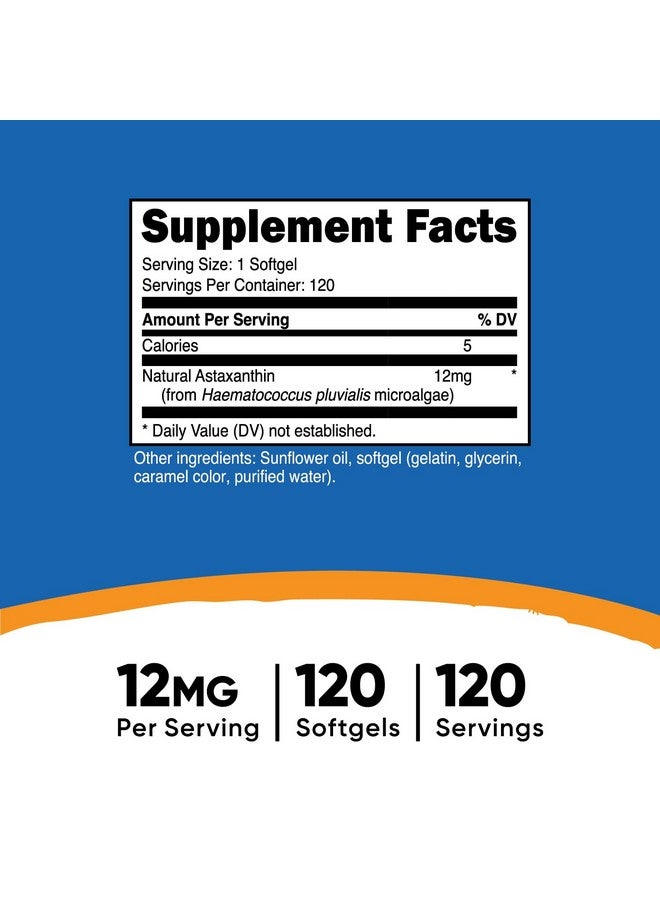 Nutricost Astaxanthin 12mg, Non-GMO and Gluten Free, 120 Softgels (4 Month Supply) - Image 2