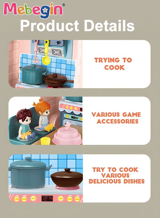 MEBEGIN 2-in-1 Kitchen Playset with Travel Case Mode, Musical Suitcase with 4 Buttons and Rich Kitchen Accessaries, Kitchen Pretend Play Toys, Travel Suitcase Turning into Kitchen Restaurant Kit, Ideal Gift for Kids Aged 3+  - Image 2