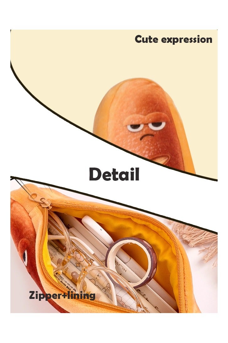حقيبة أقلام إبداعية للطلاب للمدرسة أو اللوازم المكتبية، هدية حافظة أقلام، سحاب سعة كبيرة، تصميم خبز لطيف - Image 2
