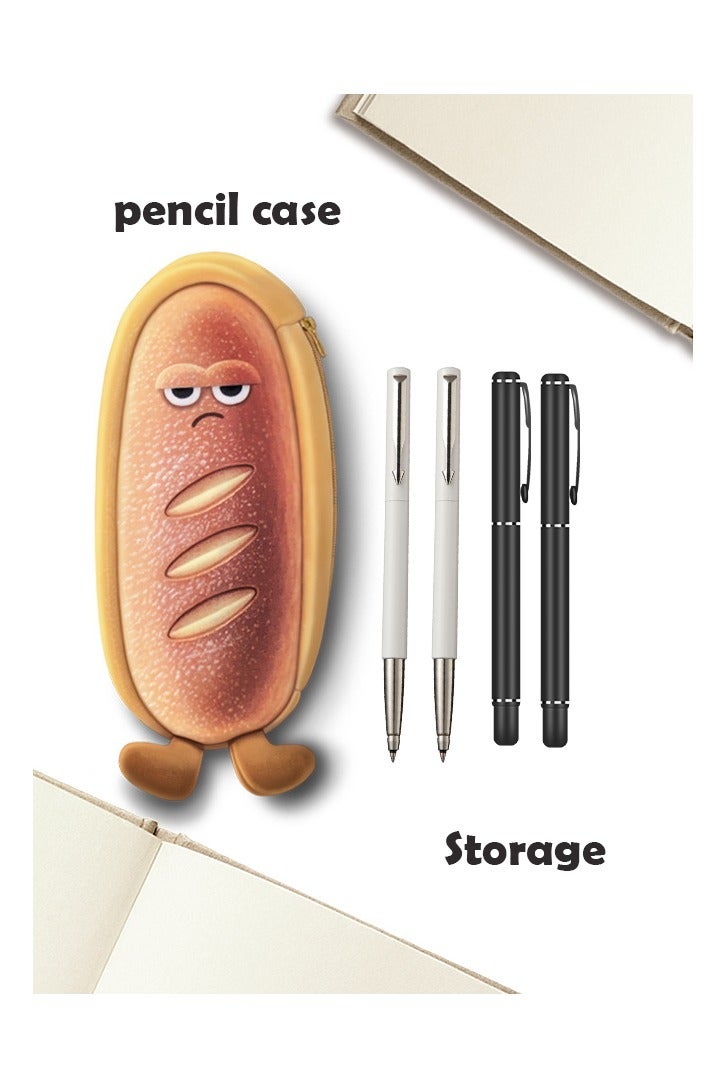 حقيبة أقلام إبداعية للطلاب للمدرسة أو اللوازم المكتبية، هدية حافظة أقلام، سحاب سعة كبيرة، تصميم خبز لطيف - Image 3