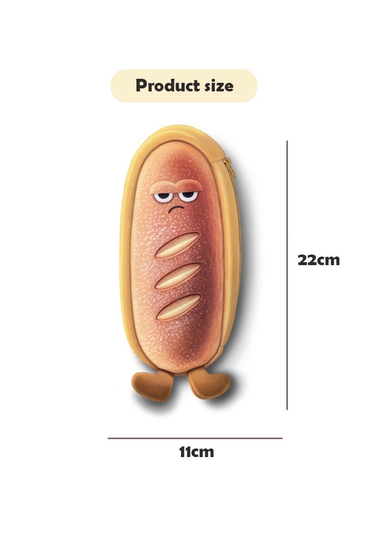 حقيبة أقلام إبداعية للطلاب للمدرسة أو اللوازم المكتبية، هدية حافظة أقلام، سحاب سعة كبيرة، تصميم خبز لطيف - Image 4