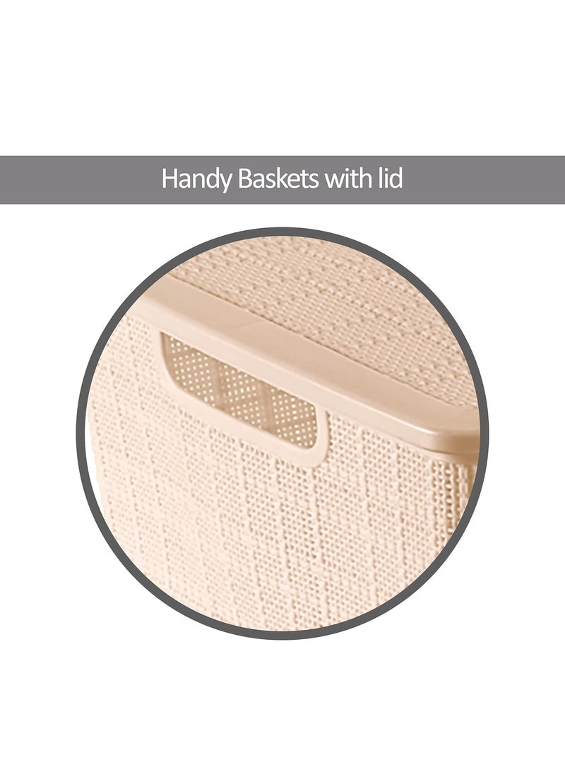 Milton Milton Dobby Multipurpose Storage Small Basket With Lid, 1 Pc, (24.5 x 19 x 10.8 cm - 3.5 Ltrs), Ivory | For Kitchen | Toys | Accessories | Clothes | Vegetables | Cosmetics | Books | Office  - Image 4