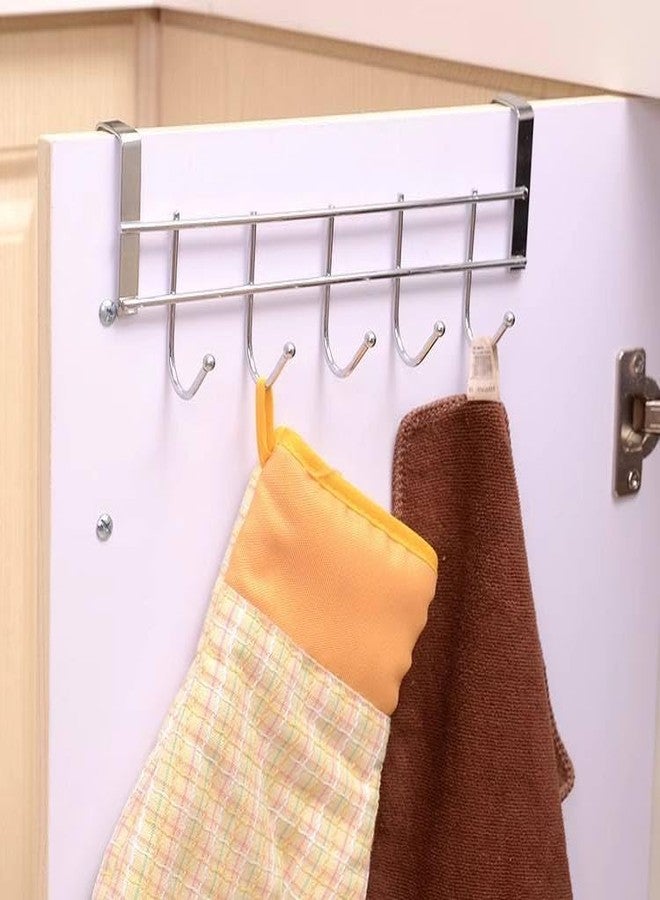 VIVITO Stainless Steel Door Hook Organiser (5 Hooks) | Over-The-Door & Wall Hanger Rack for Clothes, Towels, Bags, Keys & Kitchen Tools | Rust-Free, Heavy-Duty & Space-Saving Solution (Pack of 2) - Image 5