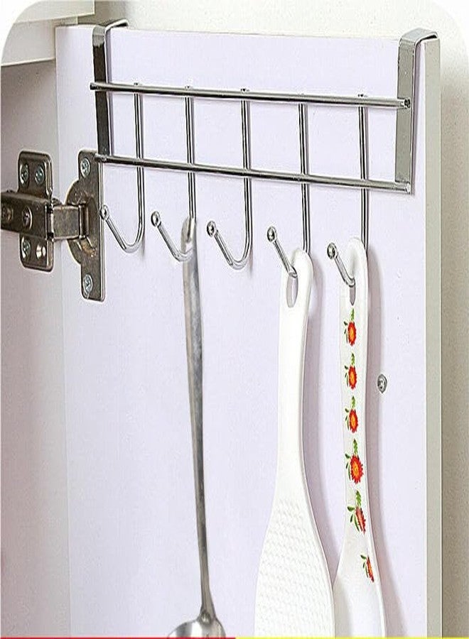 VIVITO Stainless Steel Door Hook Organiser (5 Hooks) | Over-The-Door & Wall Hanger Rack for Clothes, Towels, Bags, Keys & Kitchen Tools | Rust-Free, Heavy-Duty & Space-Saving Solution (Pack of 2) - Image 1