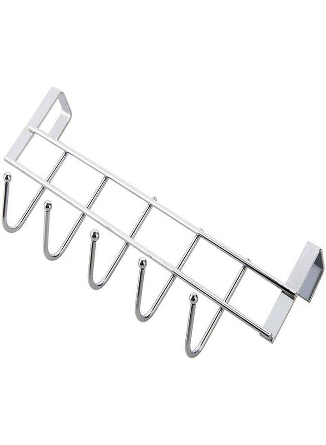 VIVITO Stainless Steel Door Hook Organiser (5 Hooks) | Over-The-Door & Wall Hanger Rack for Clothes, Towels, Bags, Keys & Kitchen Tools | Rust-Free, Heavy-Duty & Space-Saving Solution (Pack of 2) - Image 3
