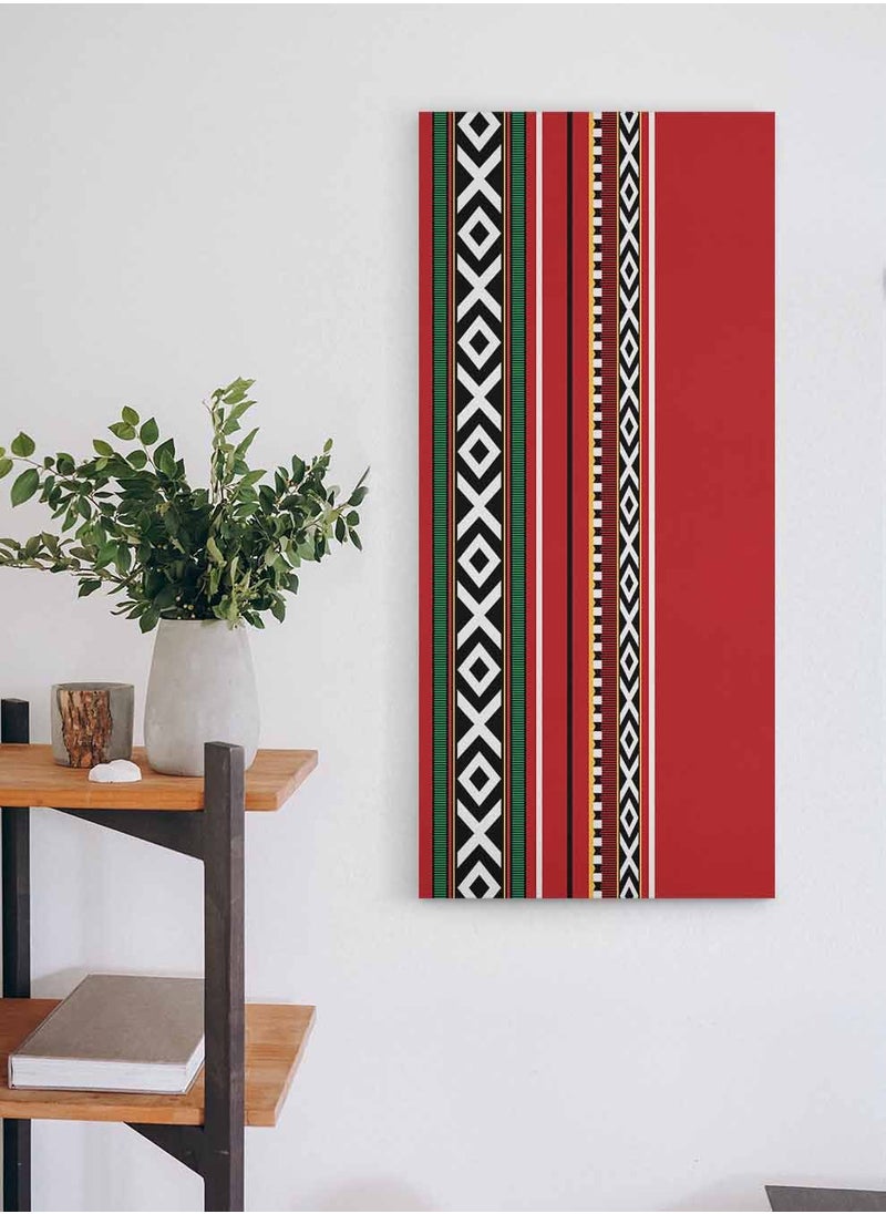 LOWHA Framed Canvas Wall Art Stretched Over Wooden Frame, Panorama Orientation Arabian Sadu Rug Painting, For Home, Living Room, Office Décor  - Image 2