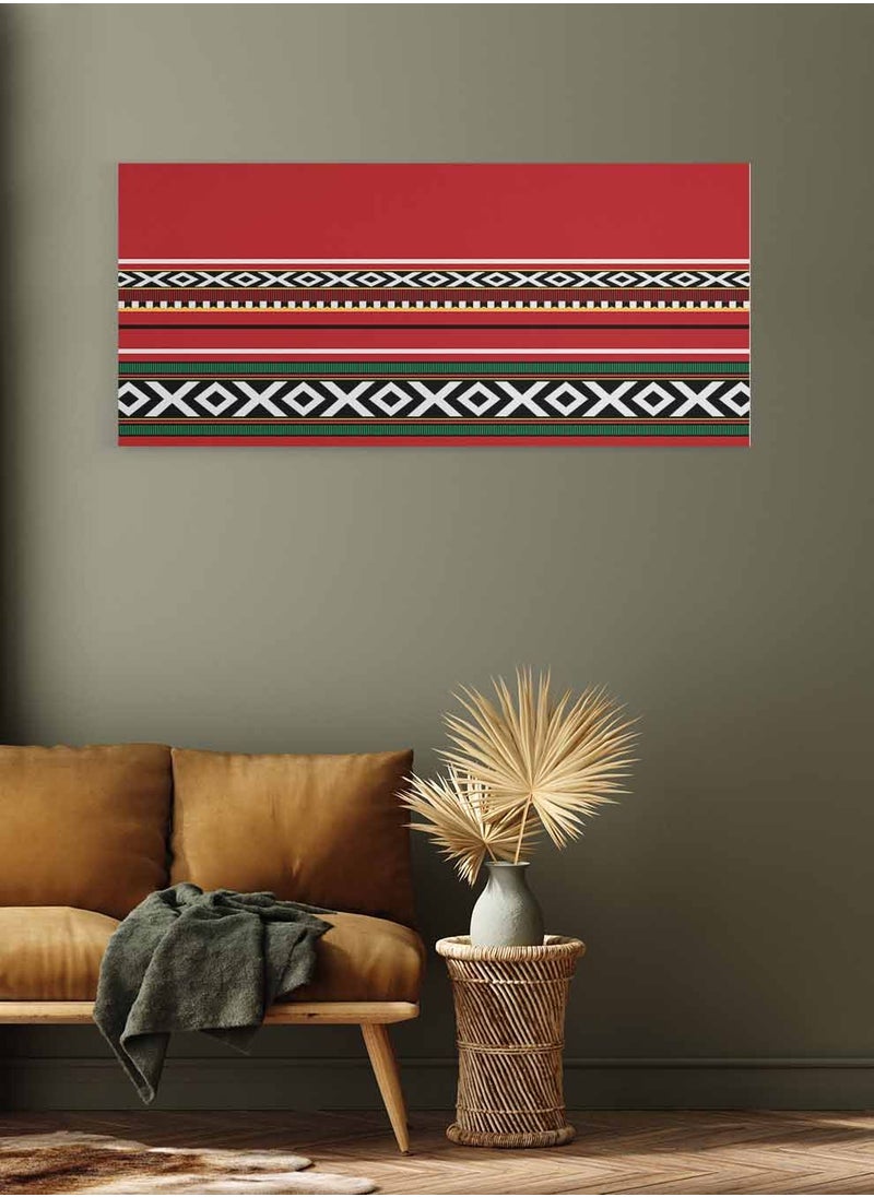 LOWHA Framed Canvas Wall Art Stretched Over Wooden Frame, Panorama Orientation Arabian Sadu Rug Painting, For Home, Living Room, Office Décor  - Image 3