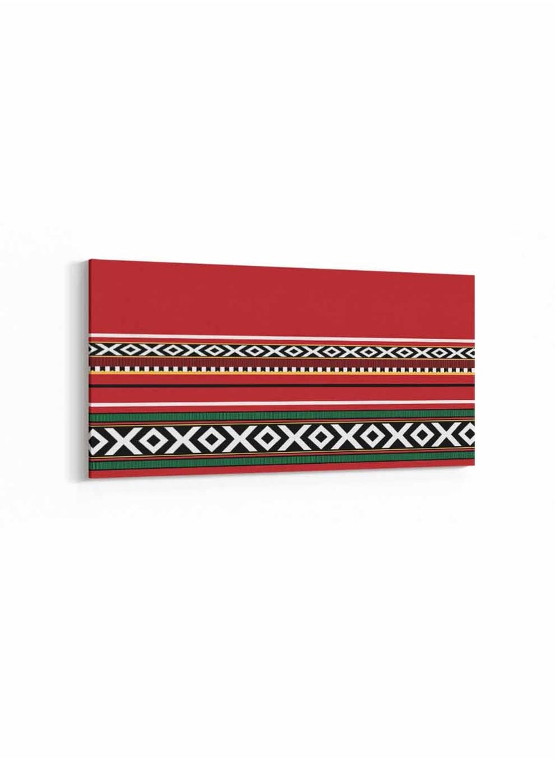 LOWHA Framed Canvas Wall Art Stretched Over Wooden Frame, Panorama Orientation Arabian Sadu Rug Painting, For Home, Living Room, Office Décor  - Image 5