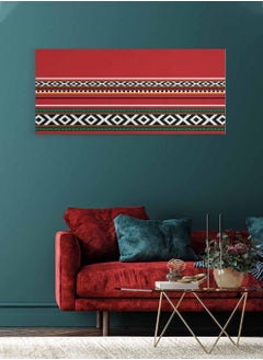 LOWHA Framed Canvas Wall Art Stretched Over Wooden Frame, Panorama Orientation Arabian Sadu Rug Painting, For Home, Living Room, Office Décor  - Image 4