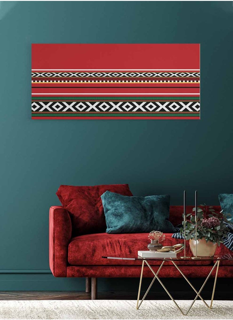 LOWHA Framed Canvas Wall Art Stretched Over Wooden Frame, Panorama Orientation Arabian Sadu Rug Painting, For Home, Living Room, Office Décor  - Image 4