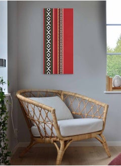 LOWHA Framed Canvas Wall Art Stretched Over Wooden Frame, Panorama Orientation Arabian Sadu Rug Painting, For Home, Living Room, Office Décor  - Image 1