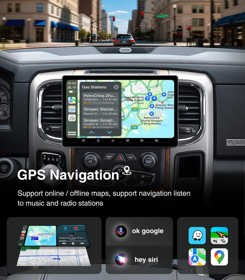 AINAVI 11.5 inch (4G+64G) Car Radio Stereo Upgrade for Dodge Ram 1500 2500 3500 2013-2018 Compatible with Carplay Android Auto GPS Navigation WiFi Bluetooth Mirroring Touchscreen Headunit Replacement - Image 3