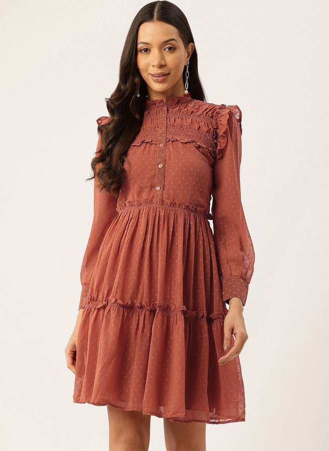 Rue Collection فستان شيفون مزخرف بقصة ضيقة ومتسعة للنساء - Image 1