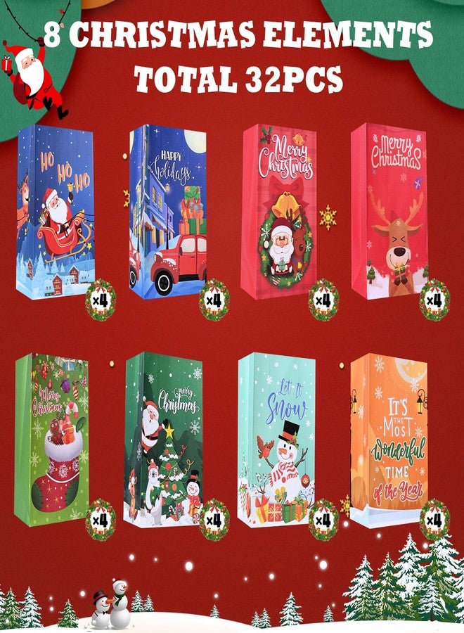 firstake Christmas Treat Bags for Kids - 32pcs Xmas Candy Bags, Small Christmas Paper Treat Bags for Classrooms, Party Supplies, Holiday Goody - Image 2