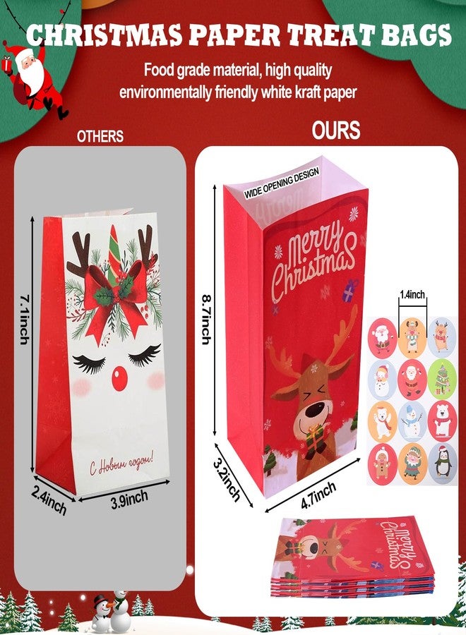 firstake Christmas Treat Bags for Kids - 32pcs Xmas Candy Bags, Small Christmas Paper Treat Bags for Classrooms, Party Supplies, Holiday Goody - Image 3