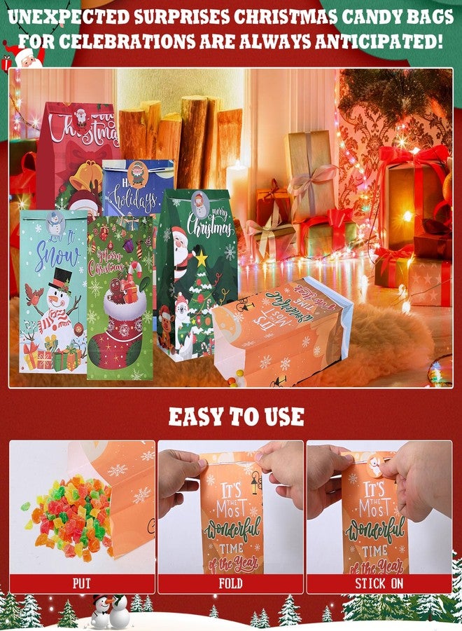 firstake Christmas Treat Bags for Kids - 32pcs Xmas Candy Bags, Small Christmas Paper Treat Bags for Classrooms, Party Supplies, Holiday Goody - Image 4