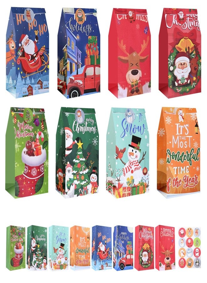 firstake Christmas Treat Bags for Kids - 32pcs Xmas Candy Bags, Small Christmas Paper Treat Bags for Classrooms, Party Supplies, Holiday Goody - Image 1