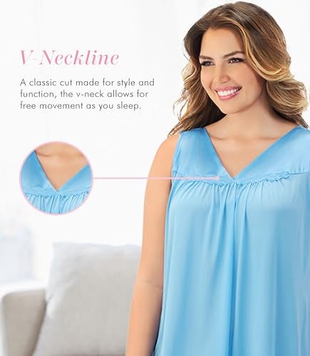 Exquisite Form Women's 30107 Nylon Tricot Sleeveless Short Knee Length Nightgown - Image 2