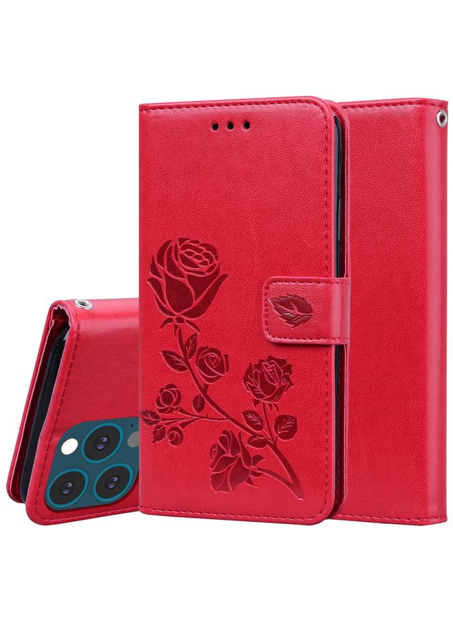 Zaboon Case For iPhone 13 Pro Max Rose Embossed Horizontal Flip PU Leather Case with Holder & Card Slots & Wallet - Image 1